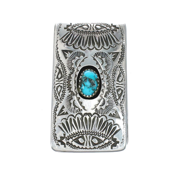 Turquoise Genuine Sterling Silver Navajo Money Clip SN20333